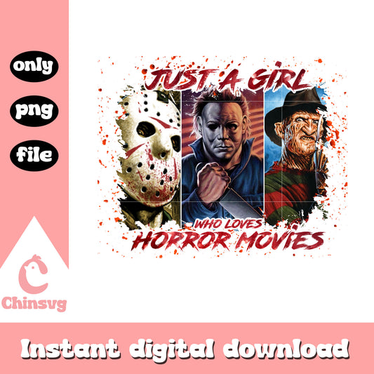 Just a girl who loves horror movies png, horror movie characters png