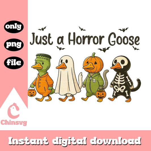 Just a horror goose halloween design png, spooky characters png