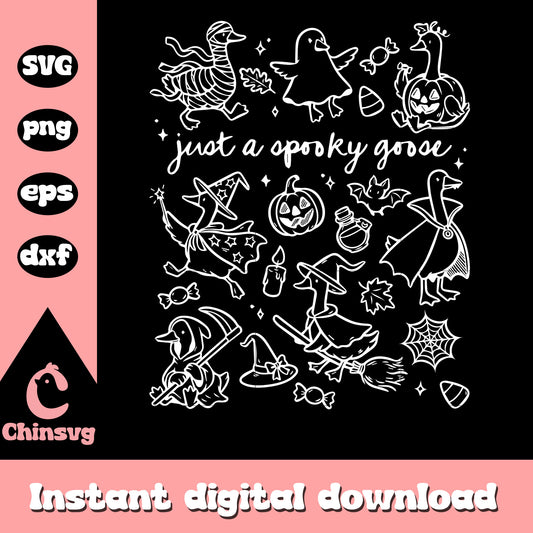 Just a spooky goose white design svg, spooky halloween svg