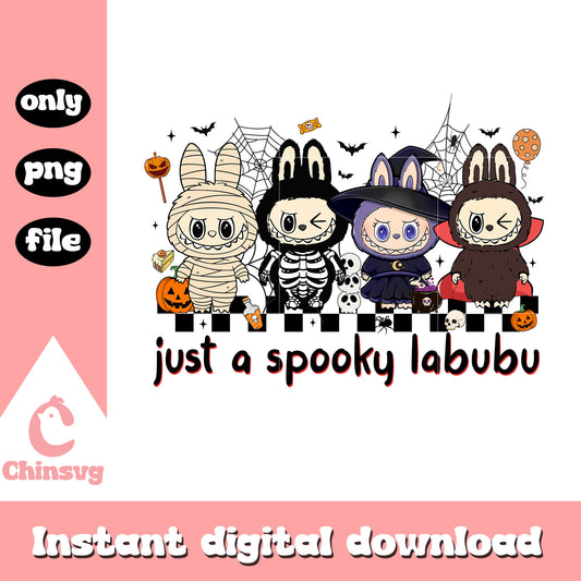 Just a spooky labubu characters halloween png, happy halloween png