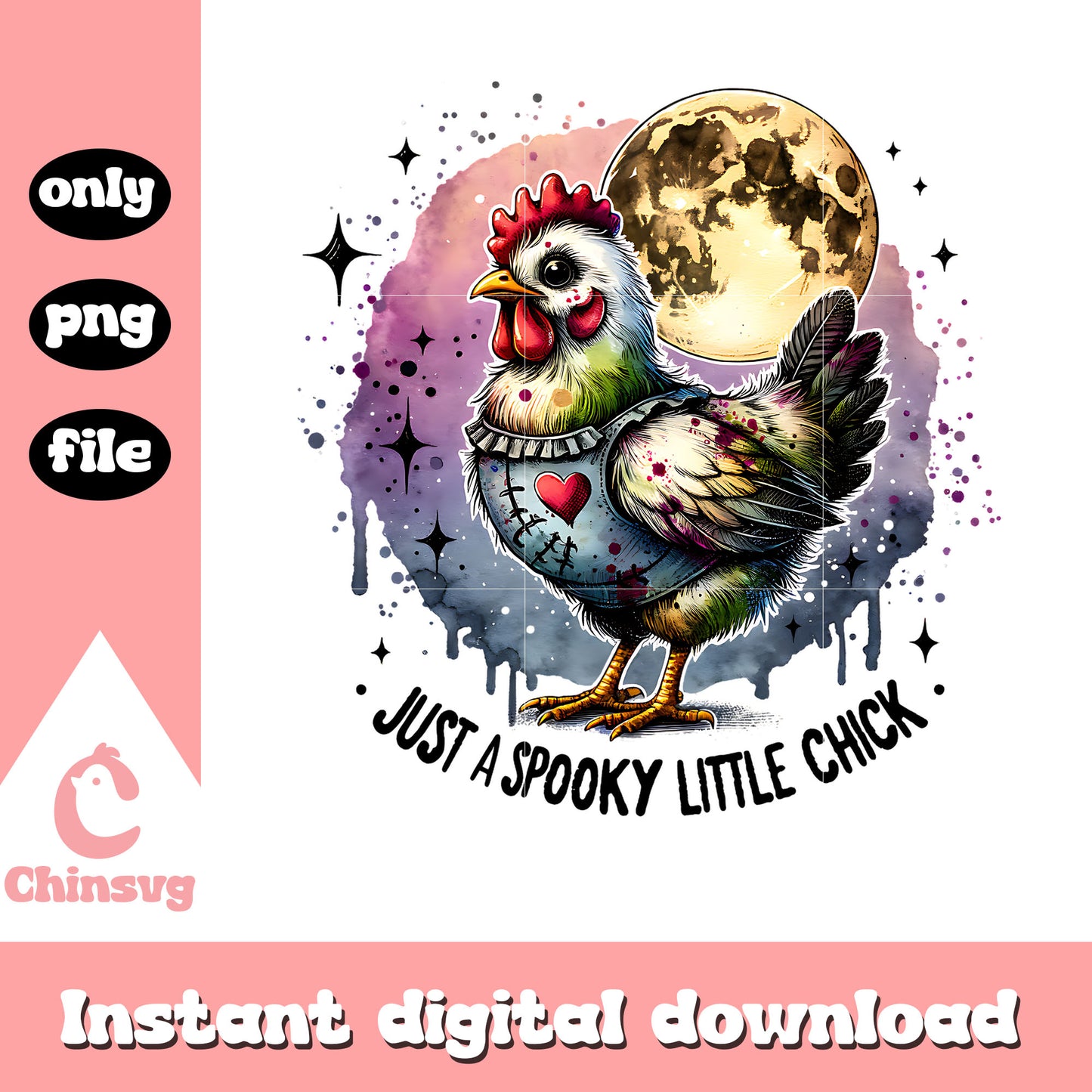 Just a spooky little chick design png, halloween horror night png