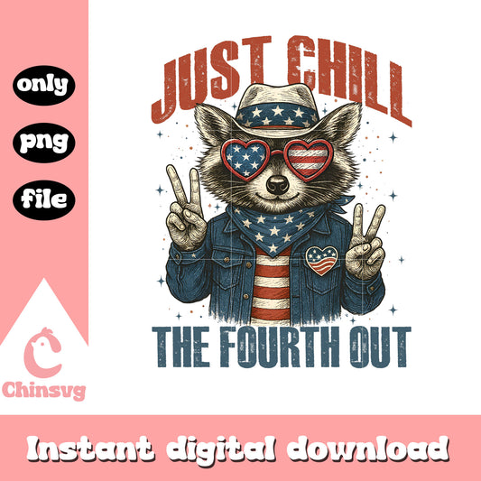Just chill the fourth out raccoon png, raccoon america​ png