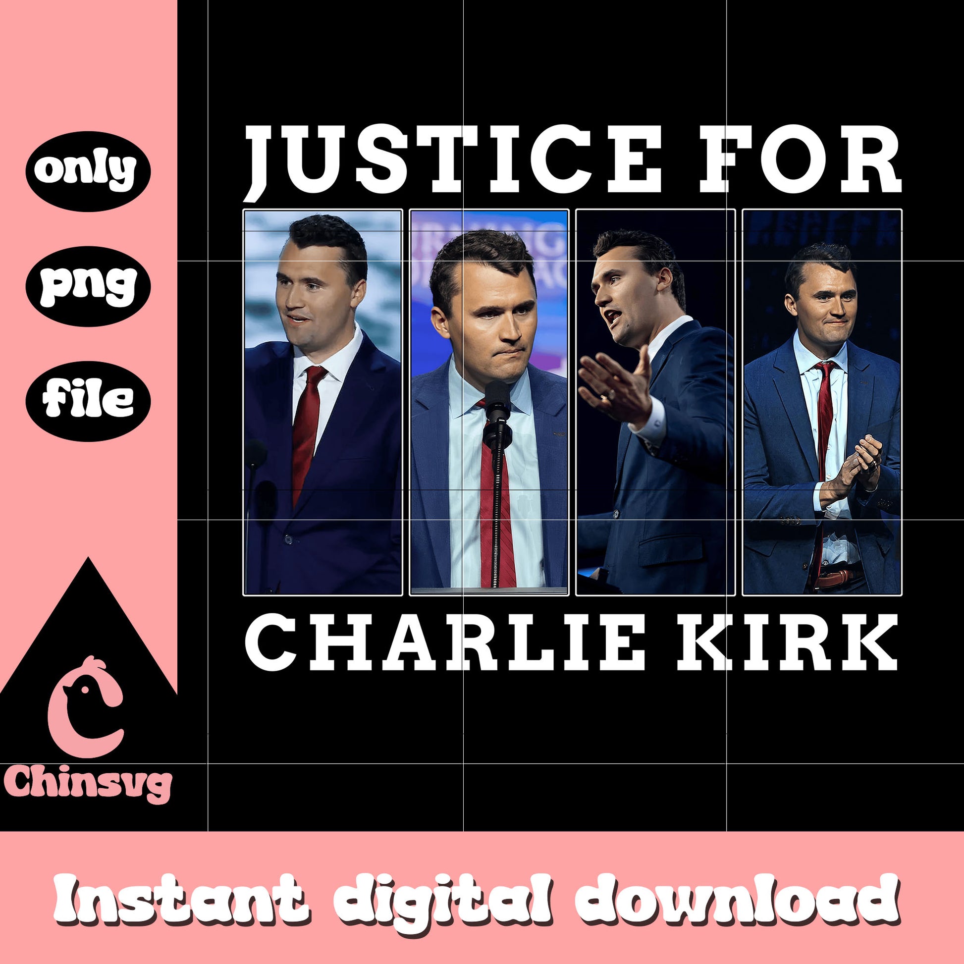Justice for charlie kirk frame design png, rip charlie kirk png