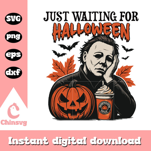 Just waiting for halloween jason voorhees svg, jason horror svg