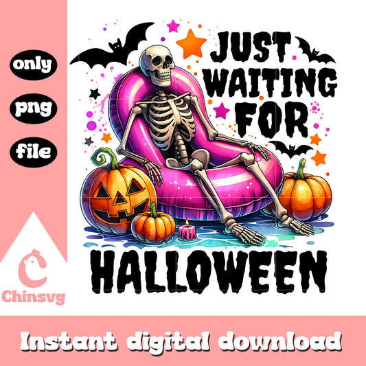 Just waiting for halloween skeleton pumpkin png, halloween day png
