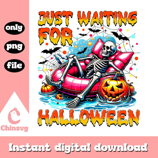 Just waiting for halloween skeleton summer png, halloween png