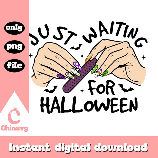 Just waiting for halloween vibe design png, halloween nail art png