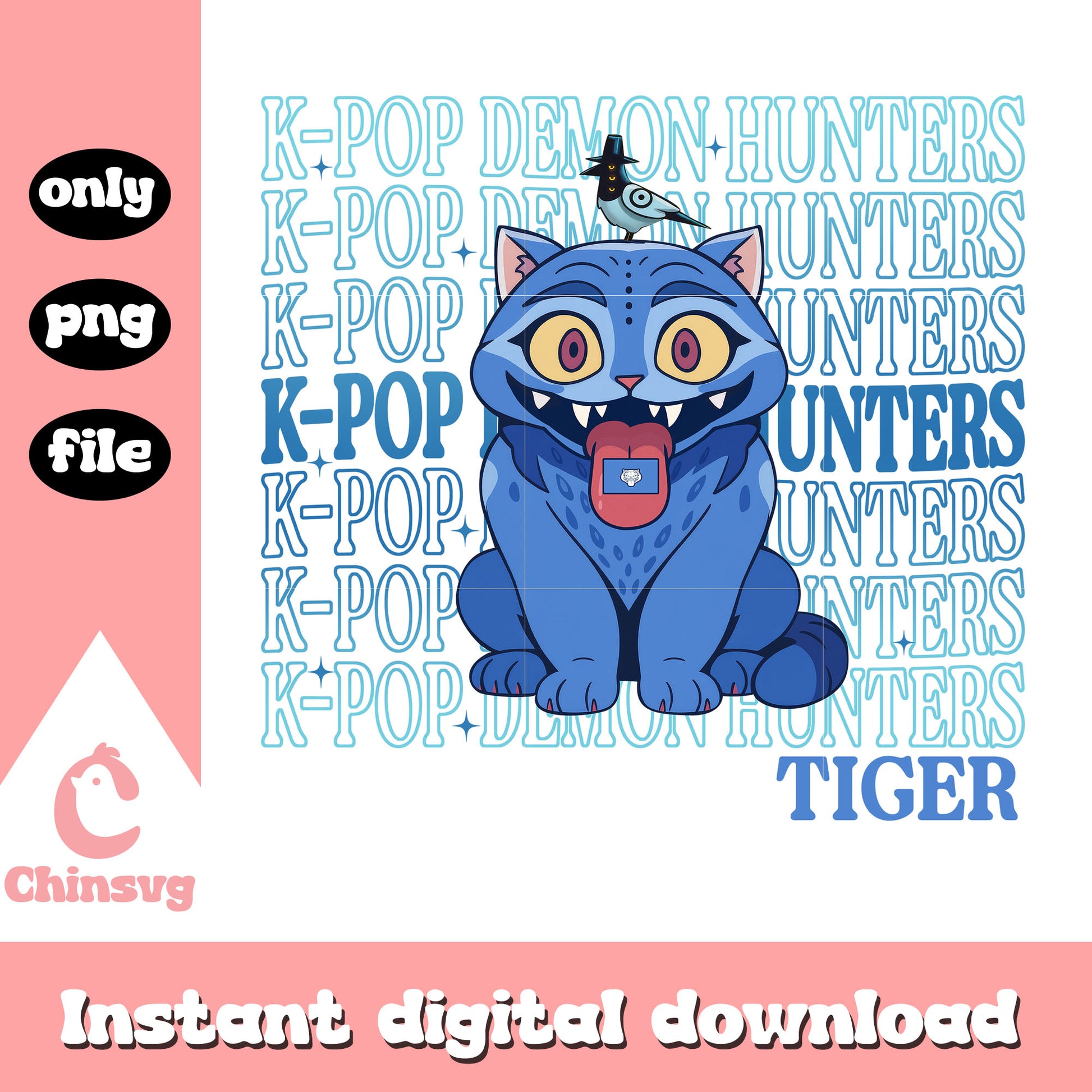 K-pop demon hunters derpy and susie png, cute tiger animal png