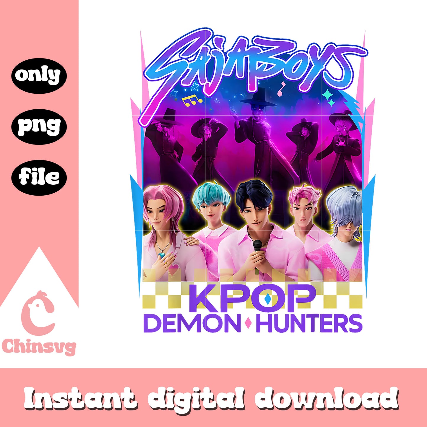 K-pop saja boys team officially art png, demon hunters kpop png