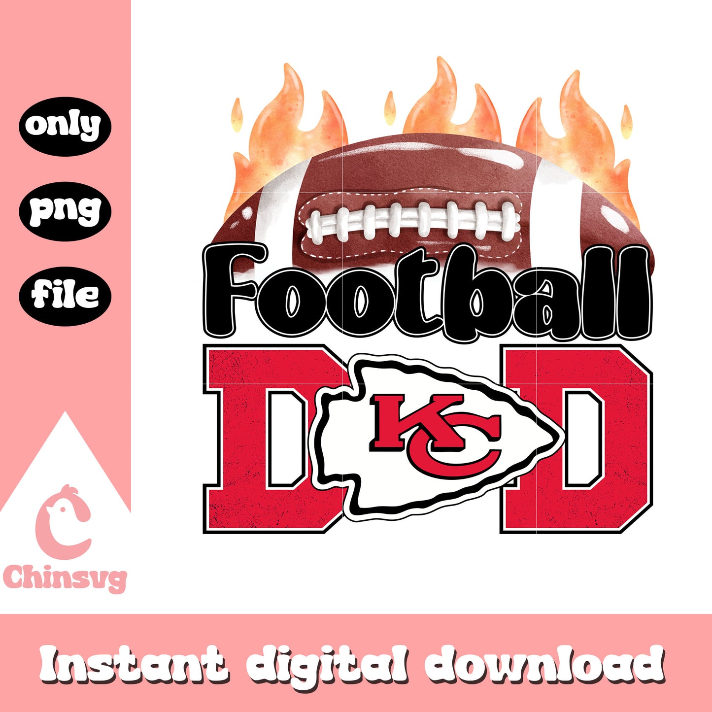 KC football dad design png, Kansas City Chiefs team png
