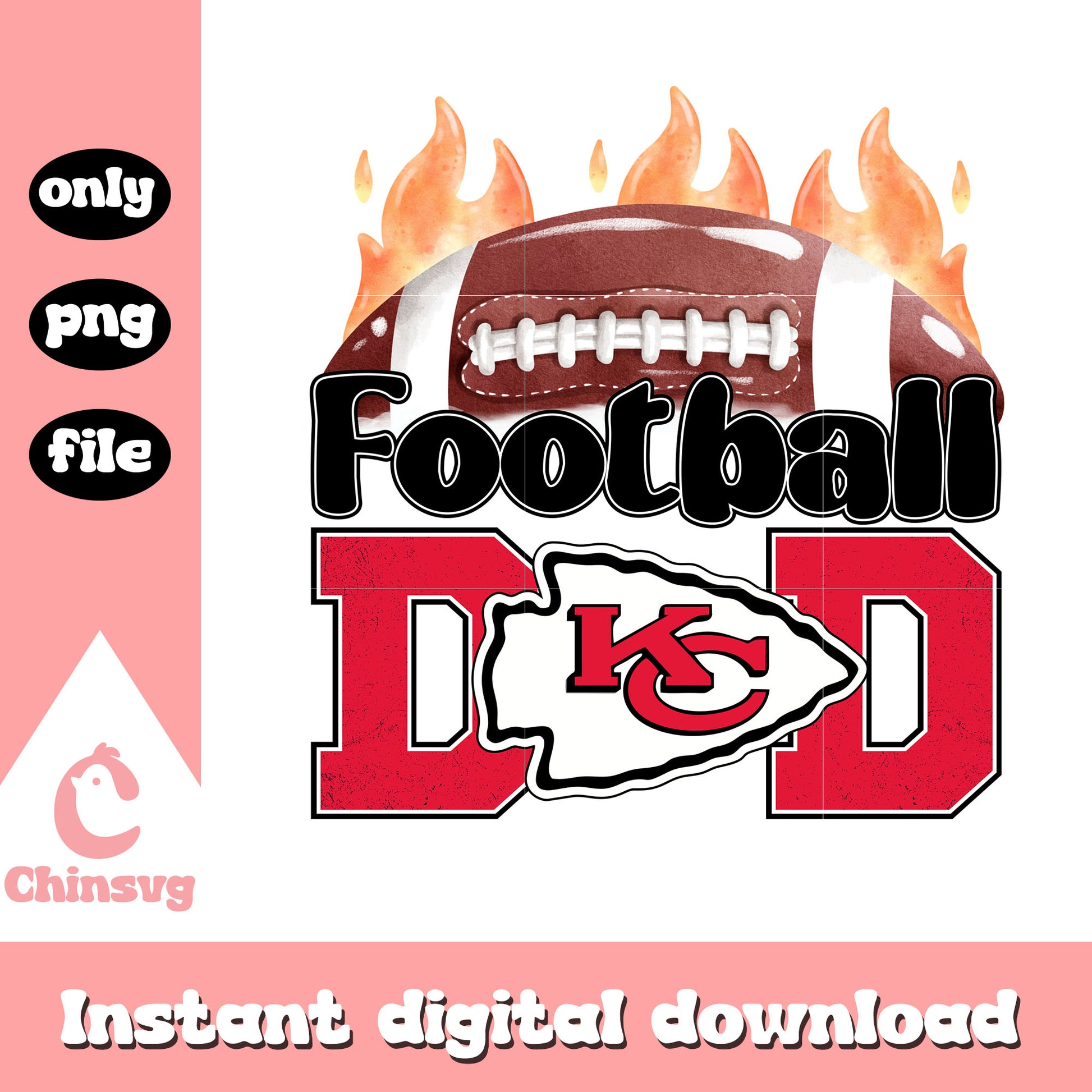 KC football dad design png, Kansas City Chiefs team png