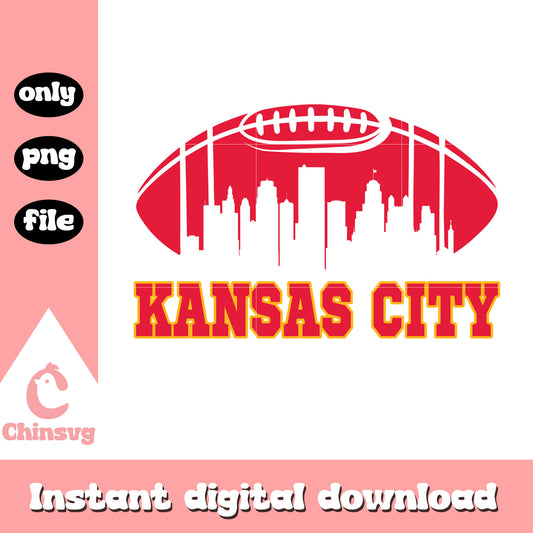 Kansas City Chiefs 1960 football skyline design svg,  rugby ball svg