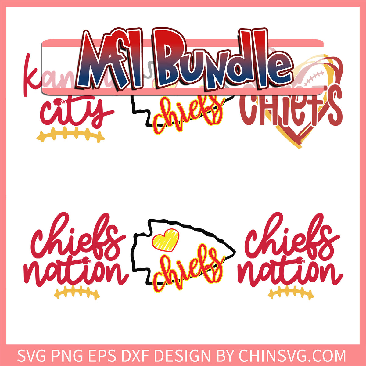 Kansas City Chiefs football bundle svg, nfl draft order svg
