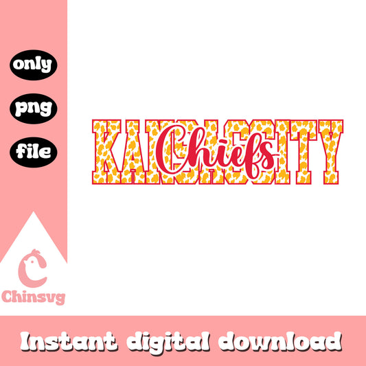 Kansas City Chiefs leopard pattern font design svg, nfl teams svg