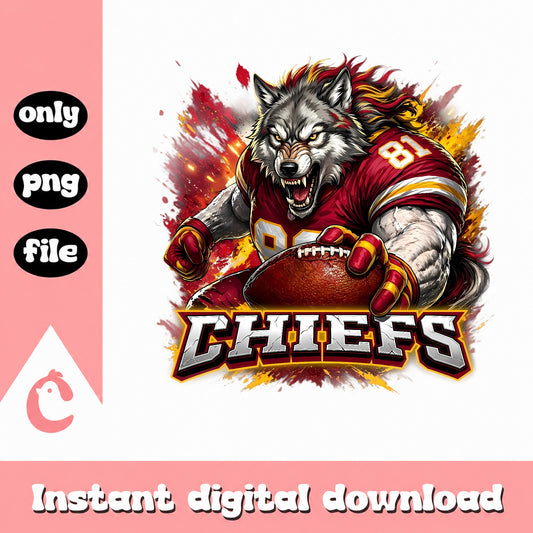 Kansas City Chiefs Wolf Football PNG, Chiefs Mascot PNG, Football PNG