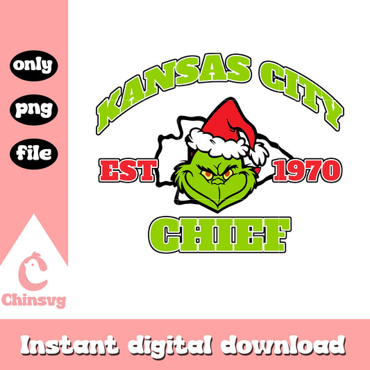 Kansas city chief est 1070 png, grinch face png, nfl png