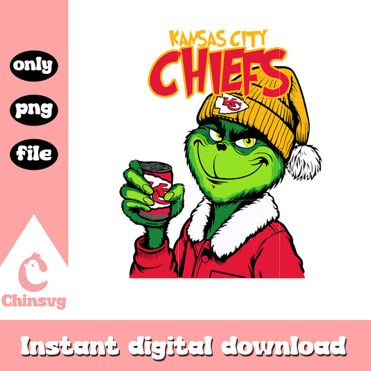 Kansas city chiefs grinch coffee png, nfl games christmas day png