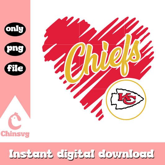 Kansas city chiefs heart shaped football logo svg, kansas city chiefs sticker svg