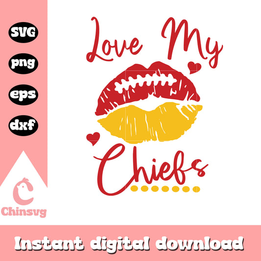 Kansas city chiefs nfl love my chiefs lips svg, kansas city nfl svg