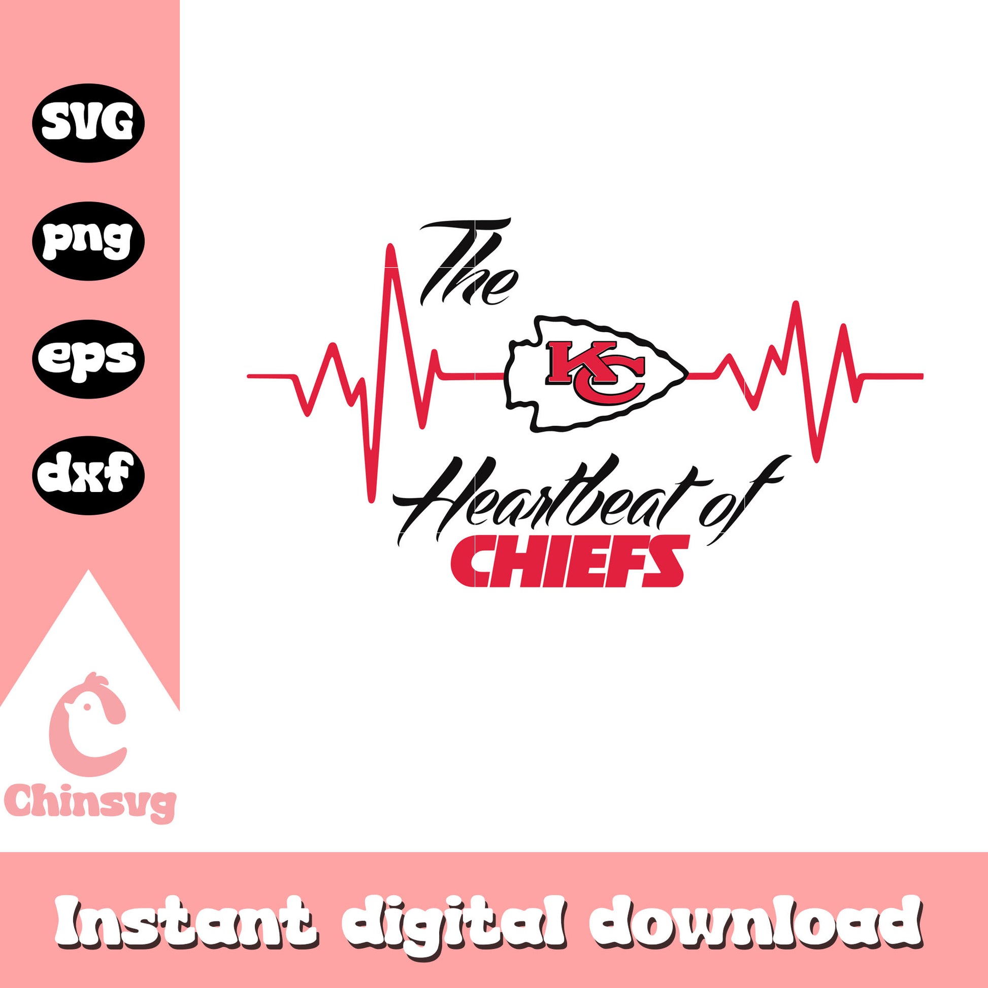 Kansas city chiefs nfl the heartbeat of chiefs svg, kansas city chiefs nfl svg