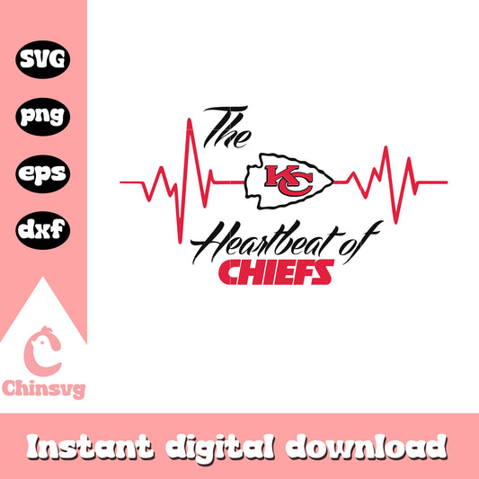 Kansas city chiefs nfl the heartbeat of chiefs svg, kansas city chiefs nfl svg