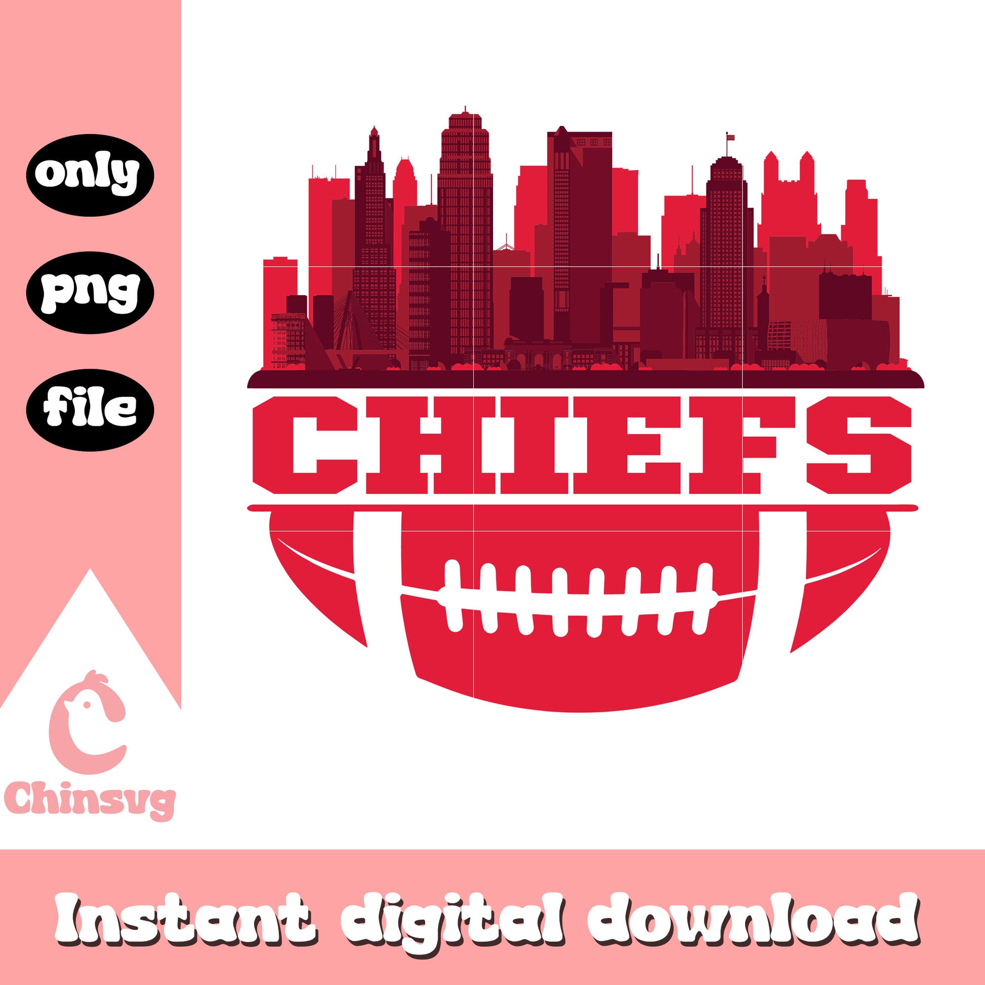Kansas city chiefs rugby ball skyline svg, Kansas City chiefs svg