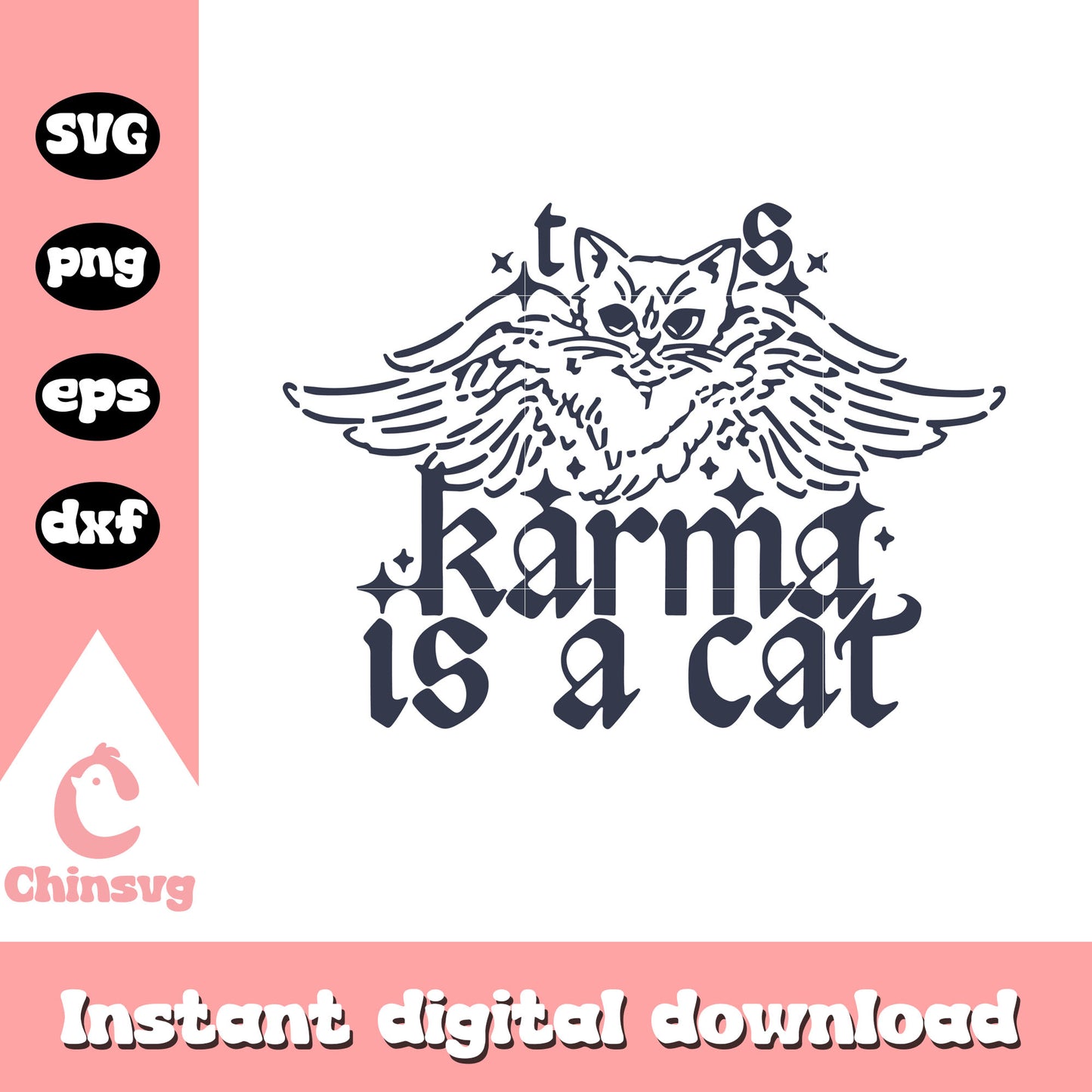 Karma in a cat svg, cat wing symbol svg, Taylor Swift svg
