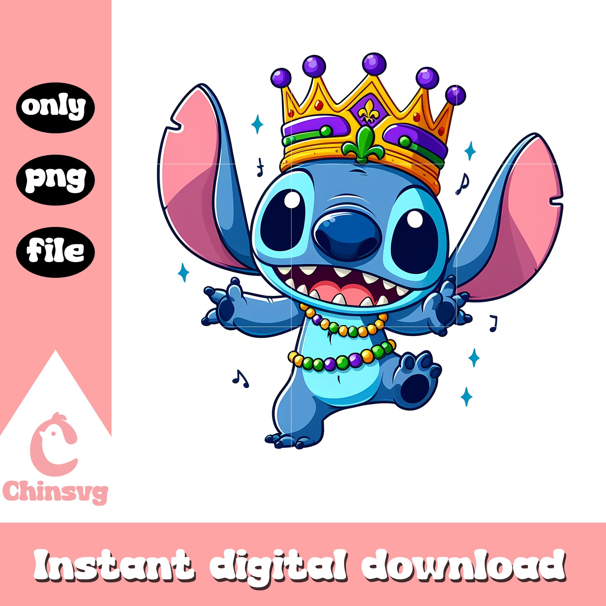 Kawaii stitch mardi gras clothes png, disney mardi gras png