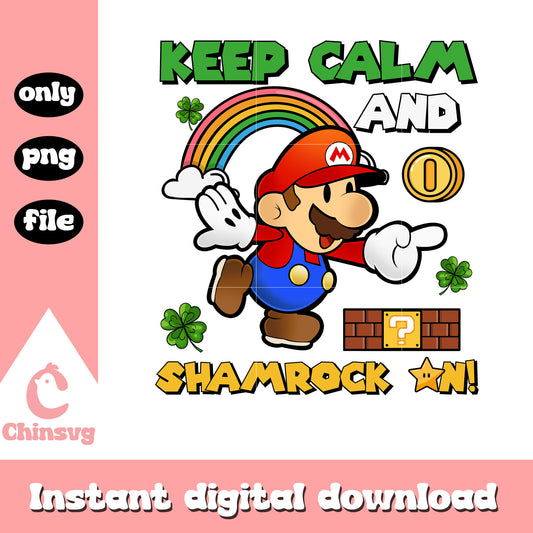 Keep calm and shamrock on png, super mario png, saint patrick's day png