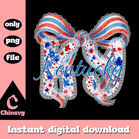 Kentucky red and blue bow png, kentuchky lace fabric bow png