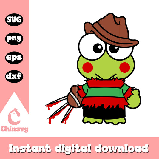 Keroppi freddy krueger svg, halloween Keroppi svg, sanrio cartoon svg