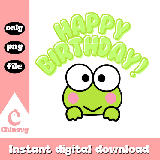 Keroppi happy birthday png, sanrio birthday png, cartoon png