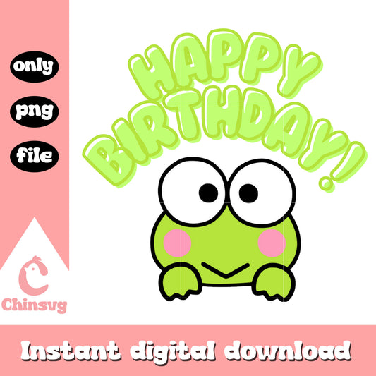 Keroppi head happy birthday png, sanrio happy birthday png