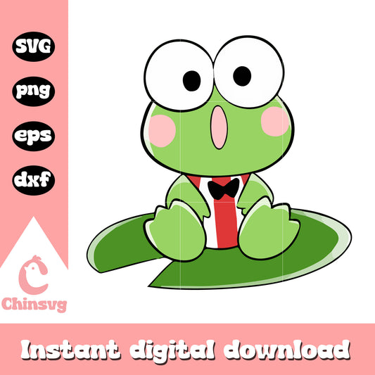 Keroppi sittng on lotus leaf design svg, keroppi frog​ svg