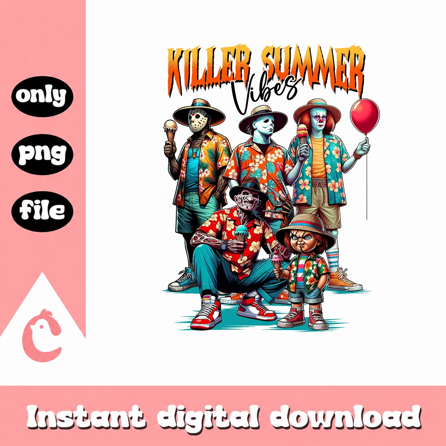 Killer Summer Vibes Horror Characters PNG, Halloween PNG, Horror Movie PNG