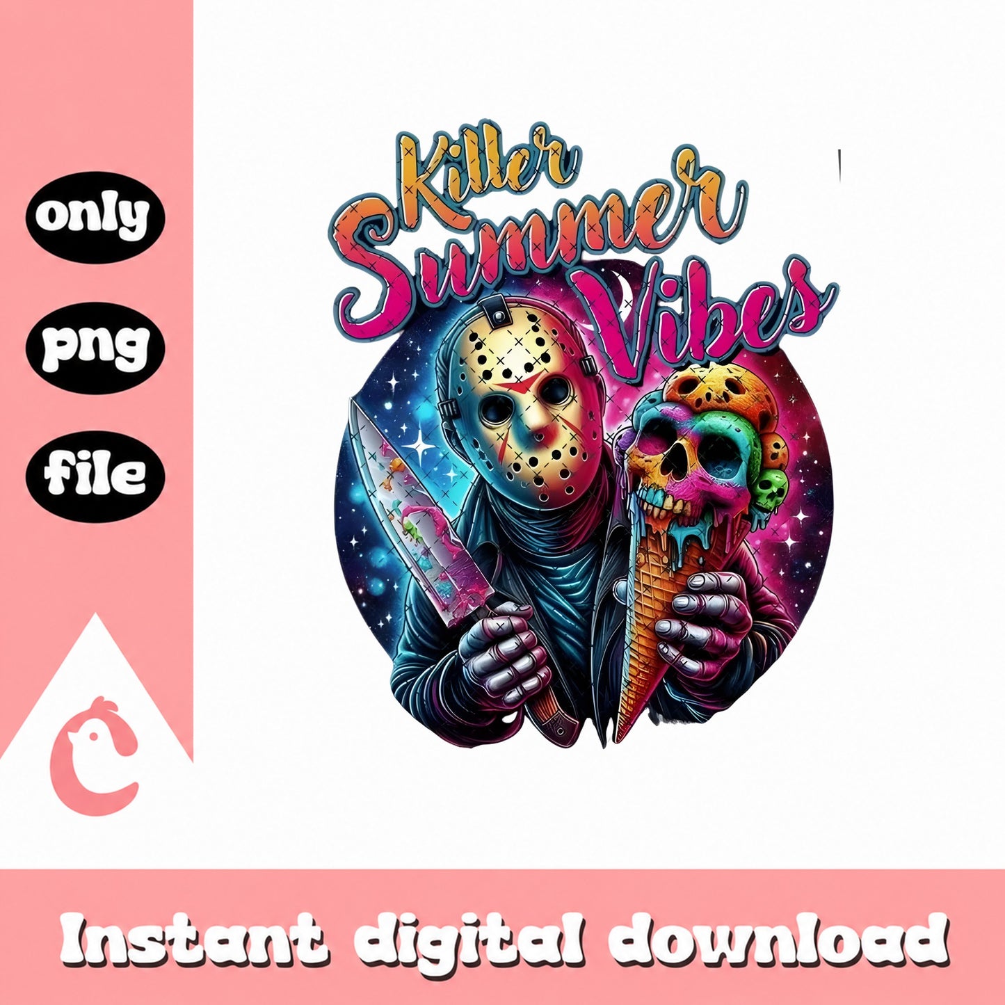 Killer Summer Vibes PNG, Horror Ice Cream PNG, Skull PNG