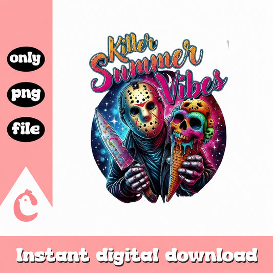 Killer Summer Vibes PNG, Horror Ice Cream PNG, Skull PNG