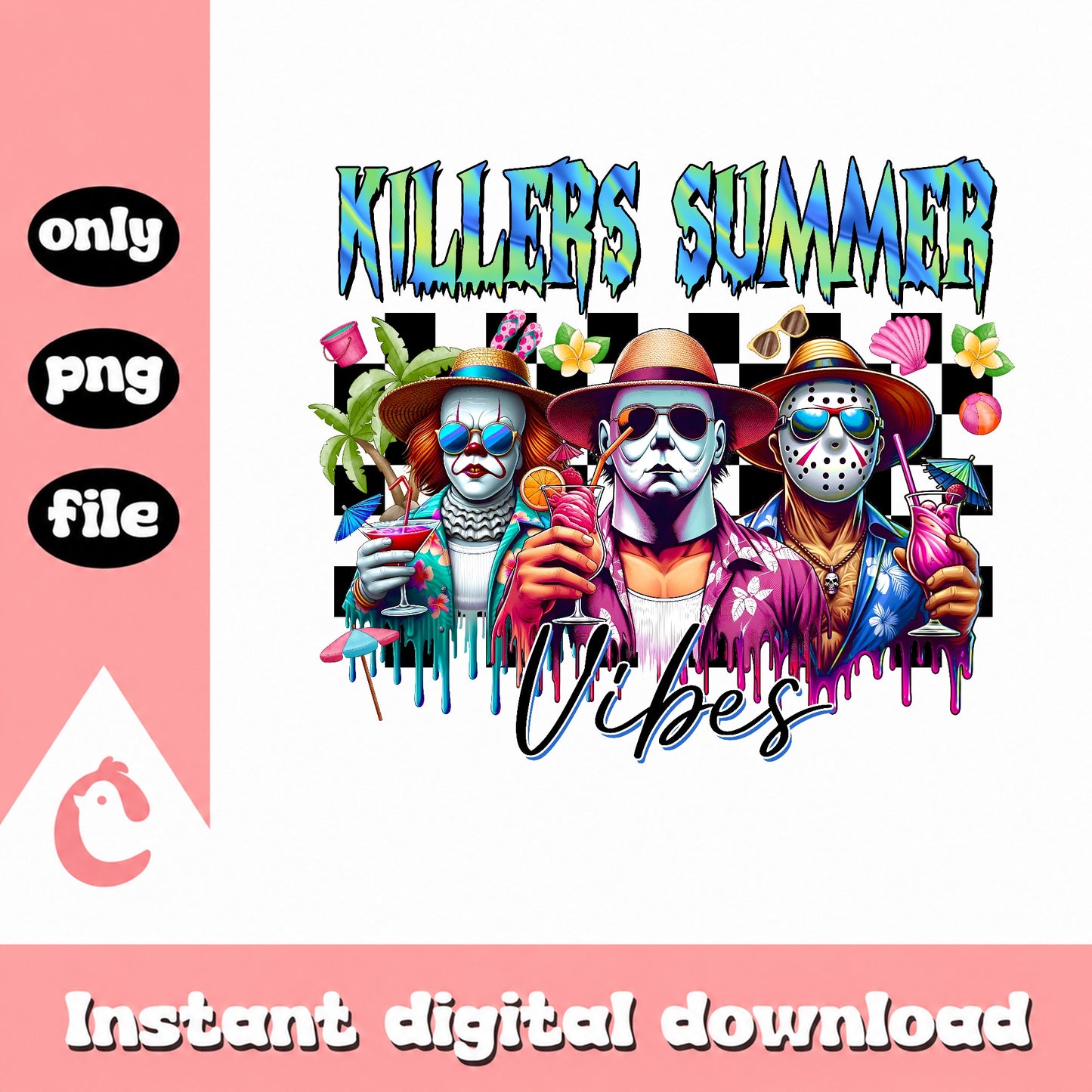 Killers Summer Vibes PNG, Horror Characters Summer, Halloween PNG