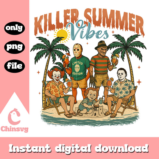 Killer summer vibes halloween design png, halloween vibe png
