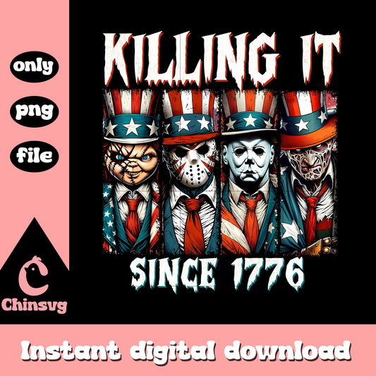 Killing it since 1776 black background png, horror character png
