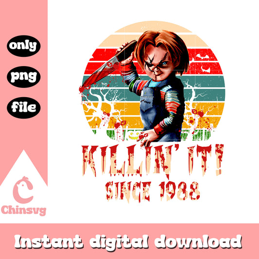 Killin it since 1988 chucky design png, chucky halloween png