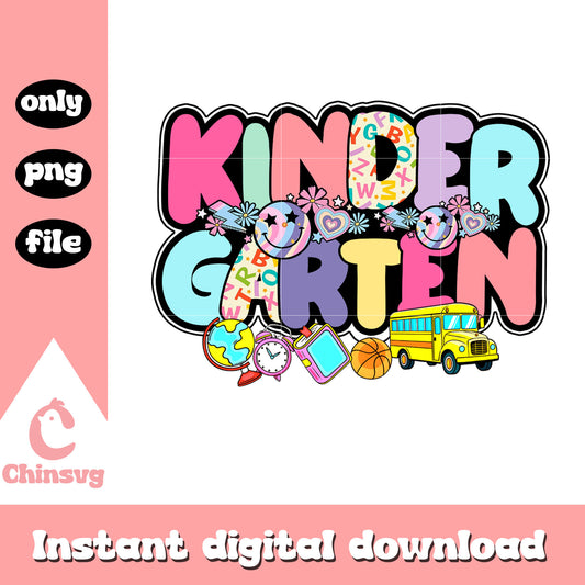 Kindergarten back to school design png, back to school clipart png