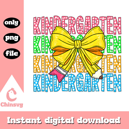 Kindergarten coquette big bow design png, back to school png