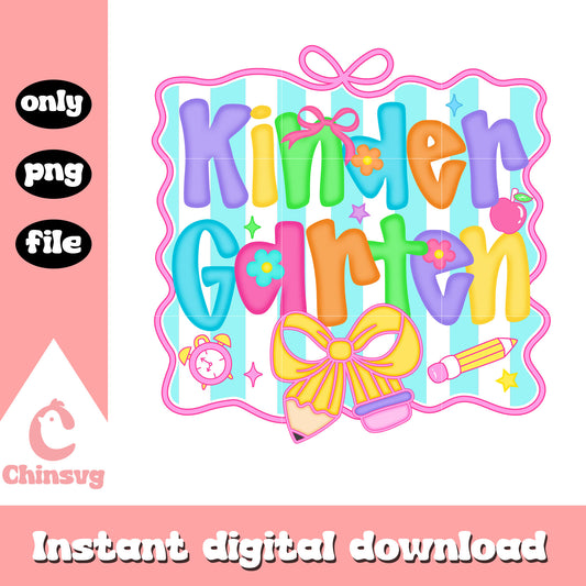 Kindergarten coquette design png, back to school decoration png