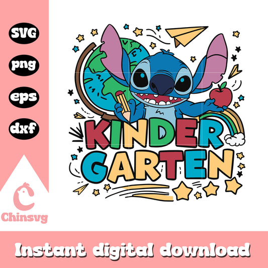Kindergarten stitch back to school design svg, stitch cartoon svg