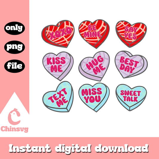 Kiss hearts color valentine png, design valentines day png