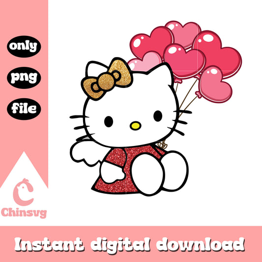 Kitty balls glitter valentine png, hello kitty valentines​ png
