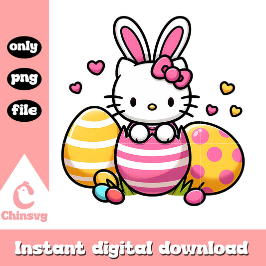 Kitty bunny easter eggs costume png, hello kitty png, easter day png