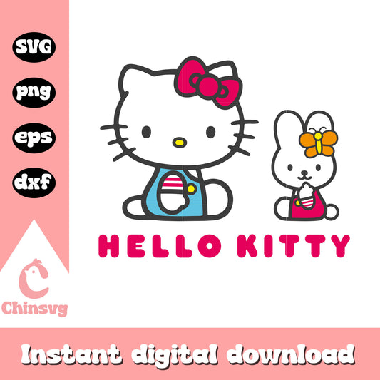 Kitty cat and friends bunny svg, hello kitty friends svg