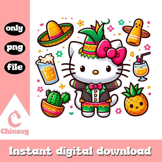 Kitty cat and mexico food png, new mexico png, hello kitty png